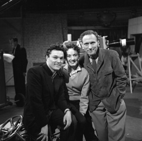 Three People on a Vintage Film Set