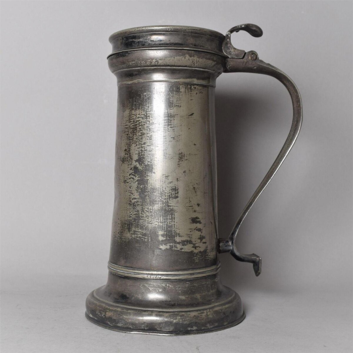 Antique Lidded Pewter Tankard