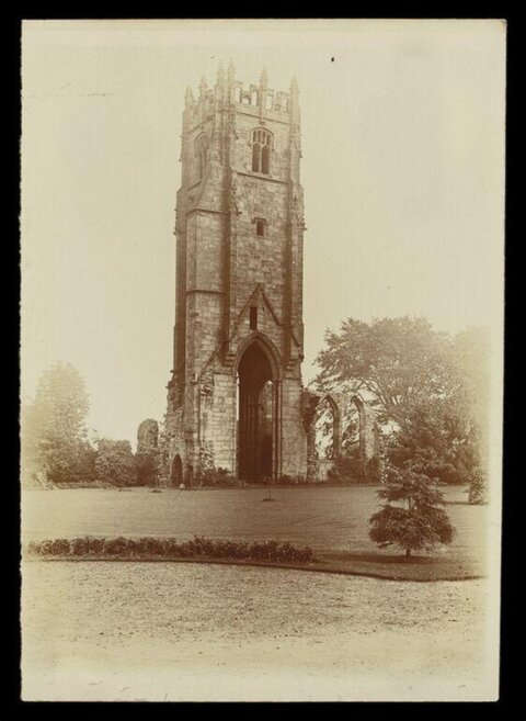 Vintage Photo of Abbey Tower Ruins