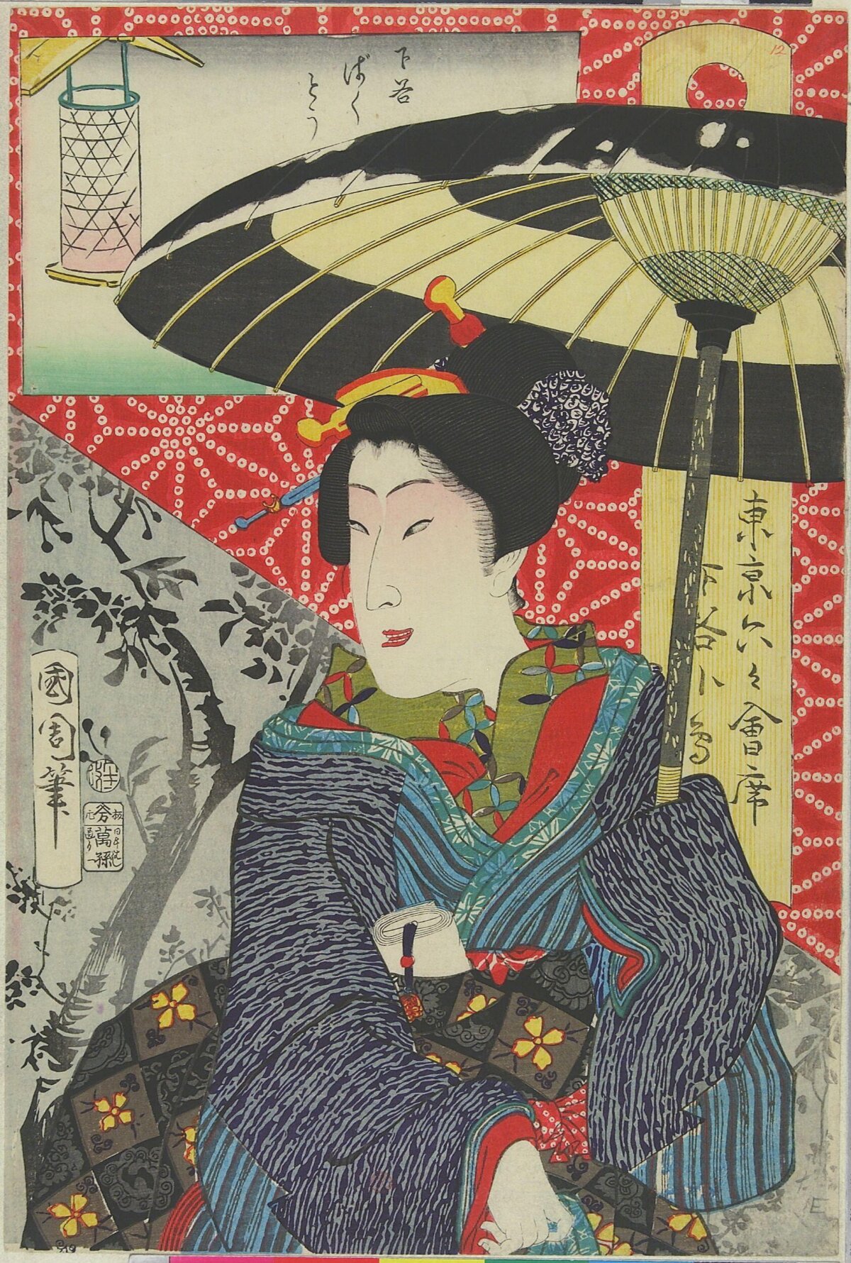 Japanese Ukiyo-e Woman Holding Umbrella