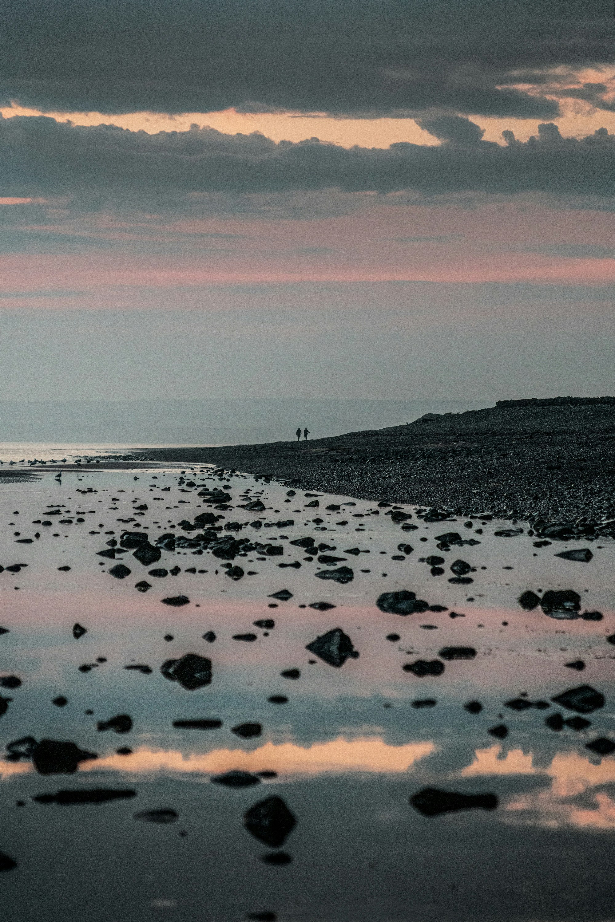 Dusk Rocky Shore Landscape