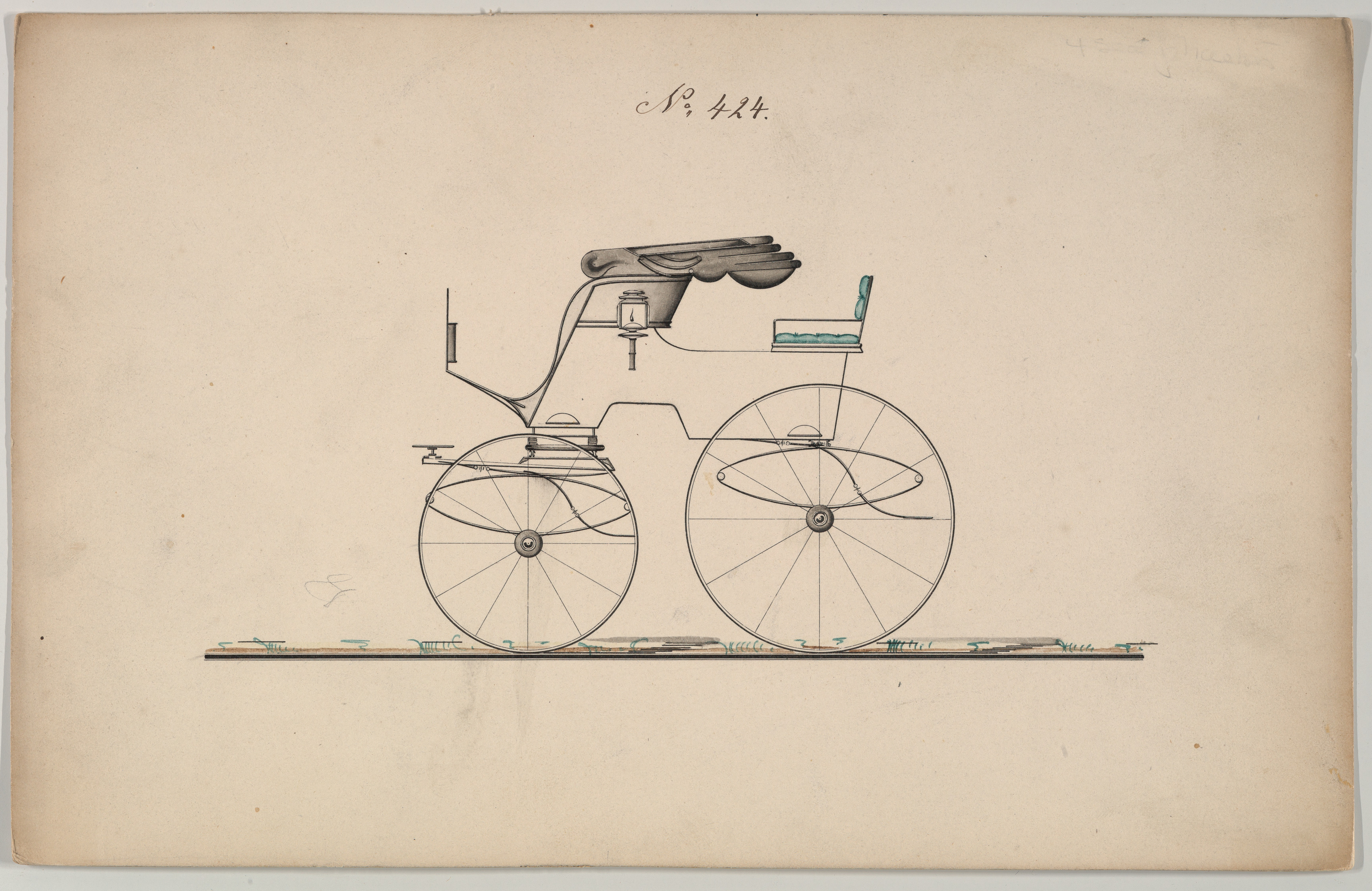 Design Drawing of Vintage Horse Carriage