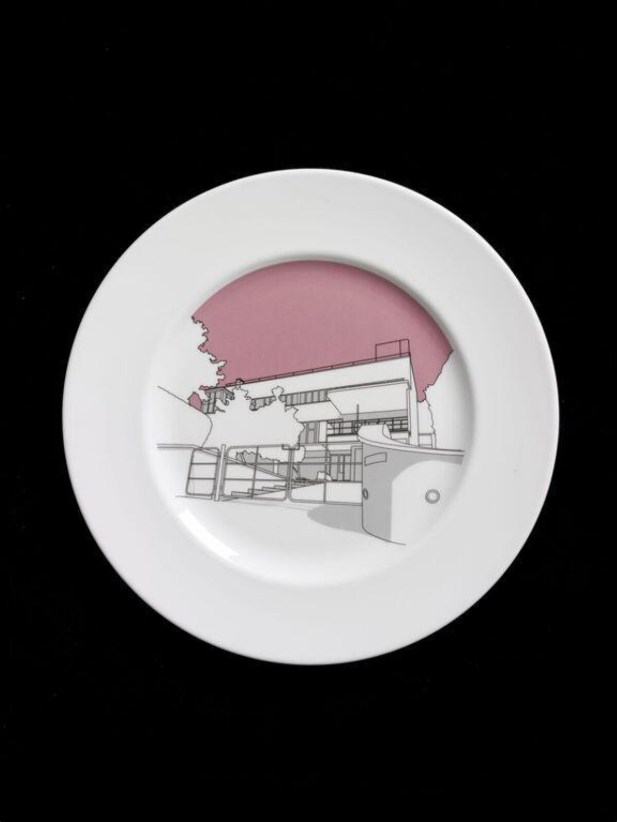 Decorative Plate with Architectural Sketch