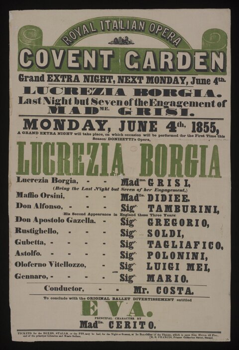 1855 Covent Garden Opera Poster