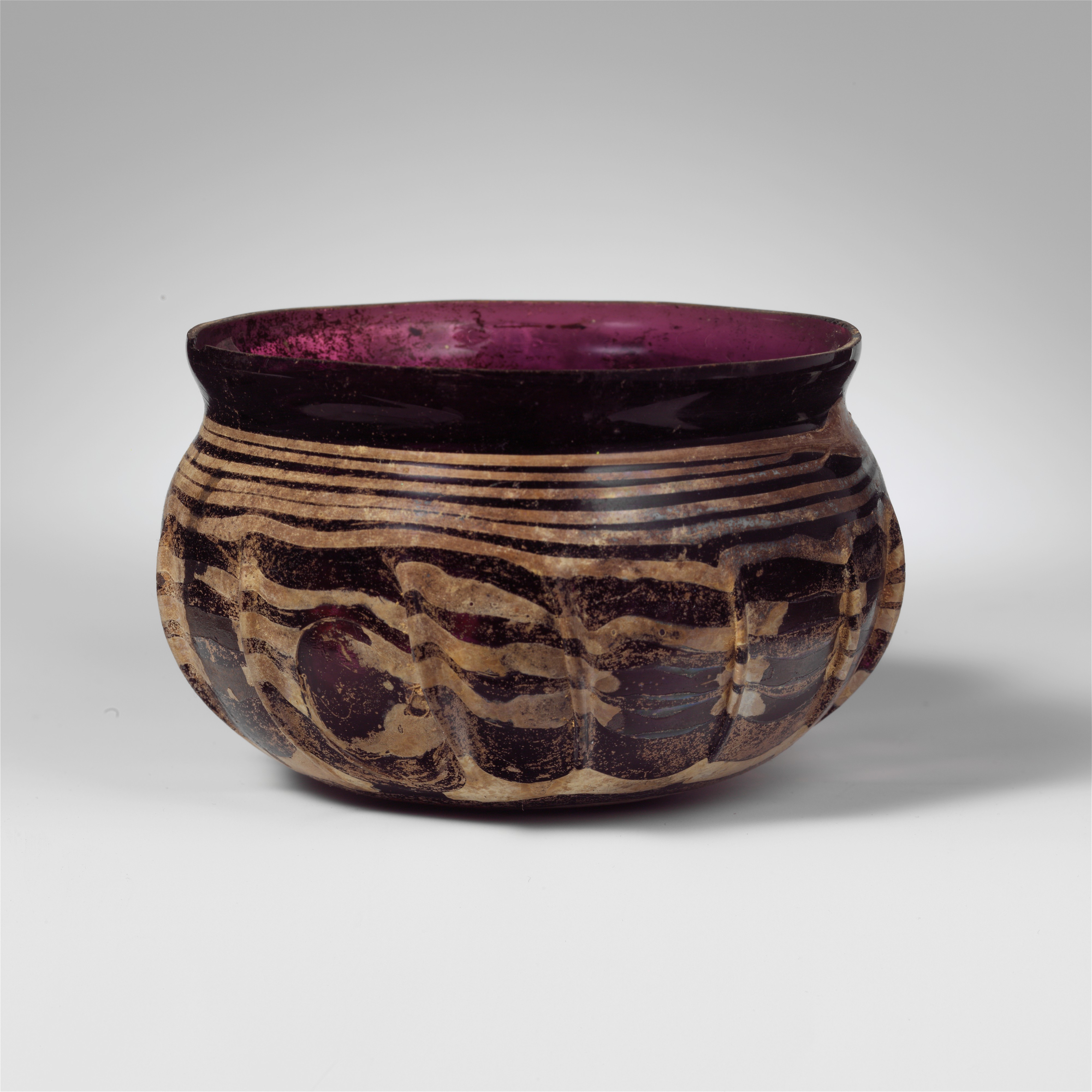 Ancient Striped Purple Glass Bowl