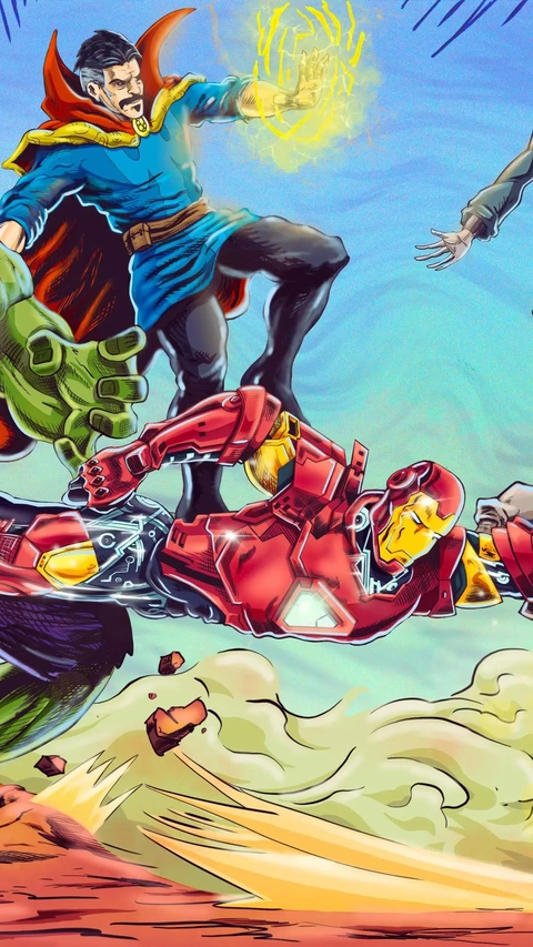 Doctor Strange and Iron Man Comic Art