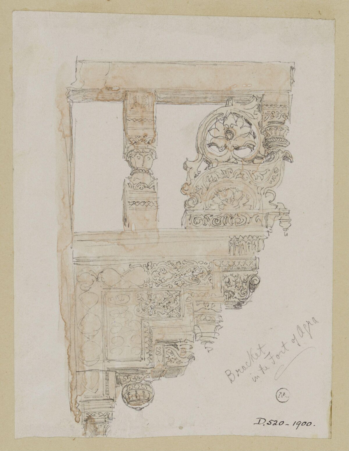 Sketch of Bracket in Agra Fort