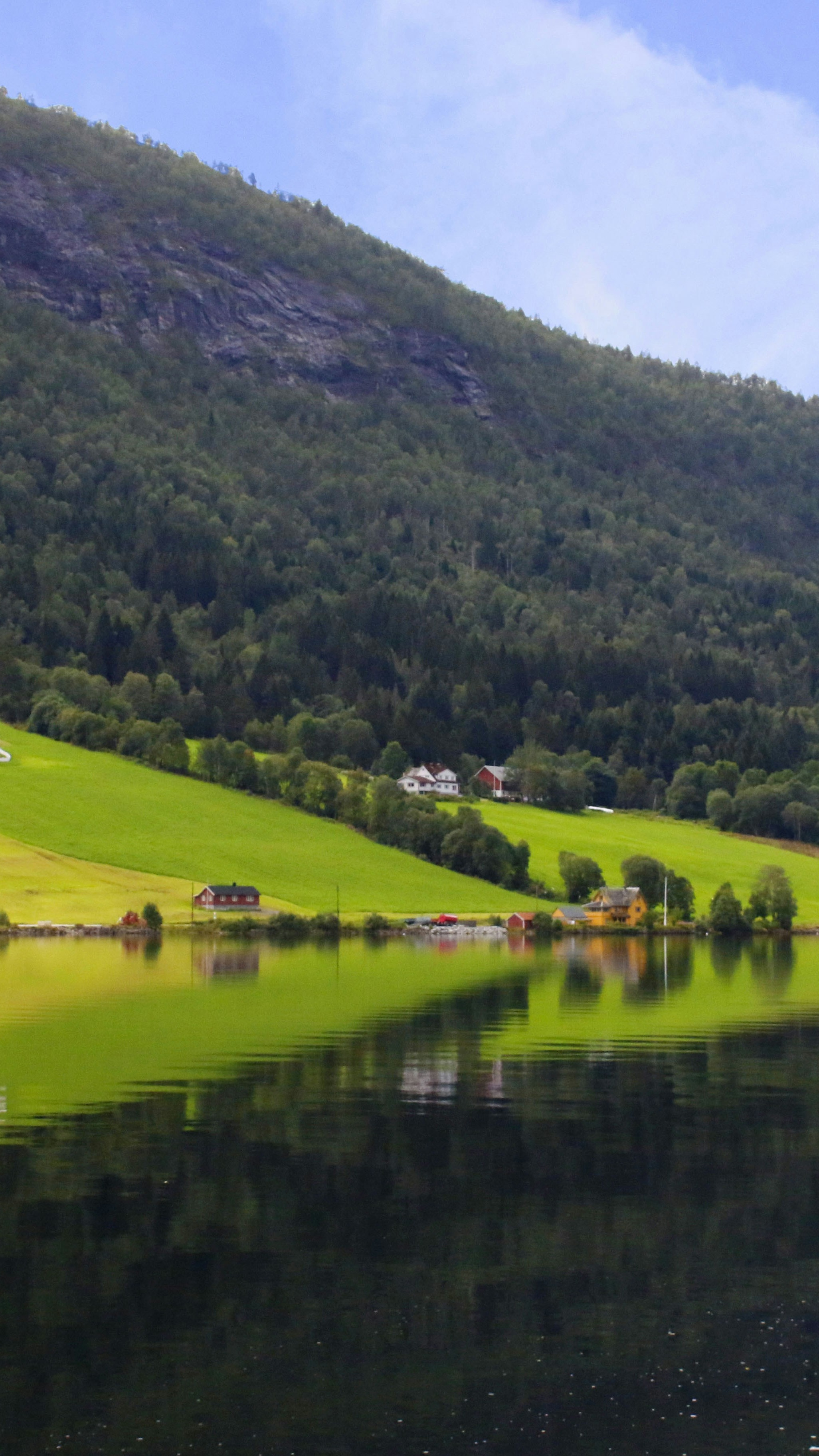 Lakeside Mountain Countryside Landscape
