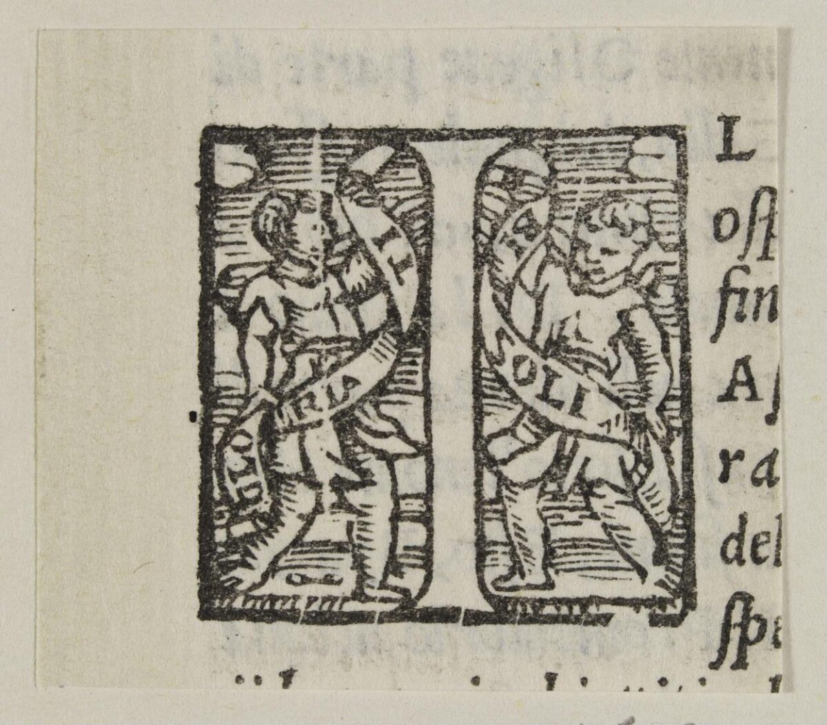 Early Printed Woodcut with Two Figures