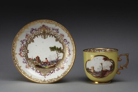 Hand-painted Porcelain Cup and Saucer