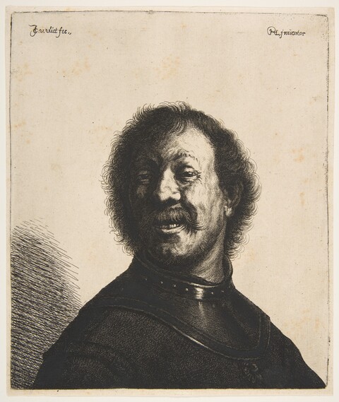 Etching Portrait of a Man in Armor
