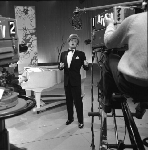 Singer Performing in Early TV Studio