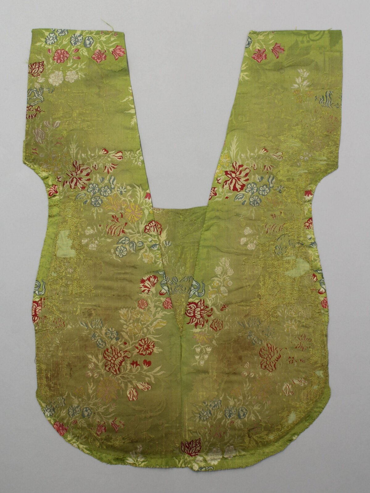 Green Floral Woven Textile Fragment