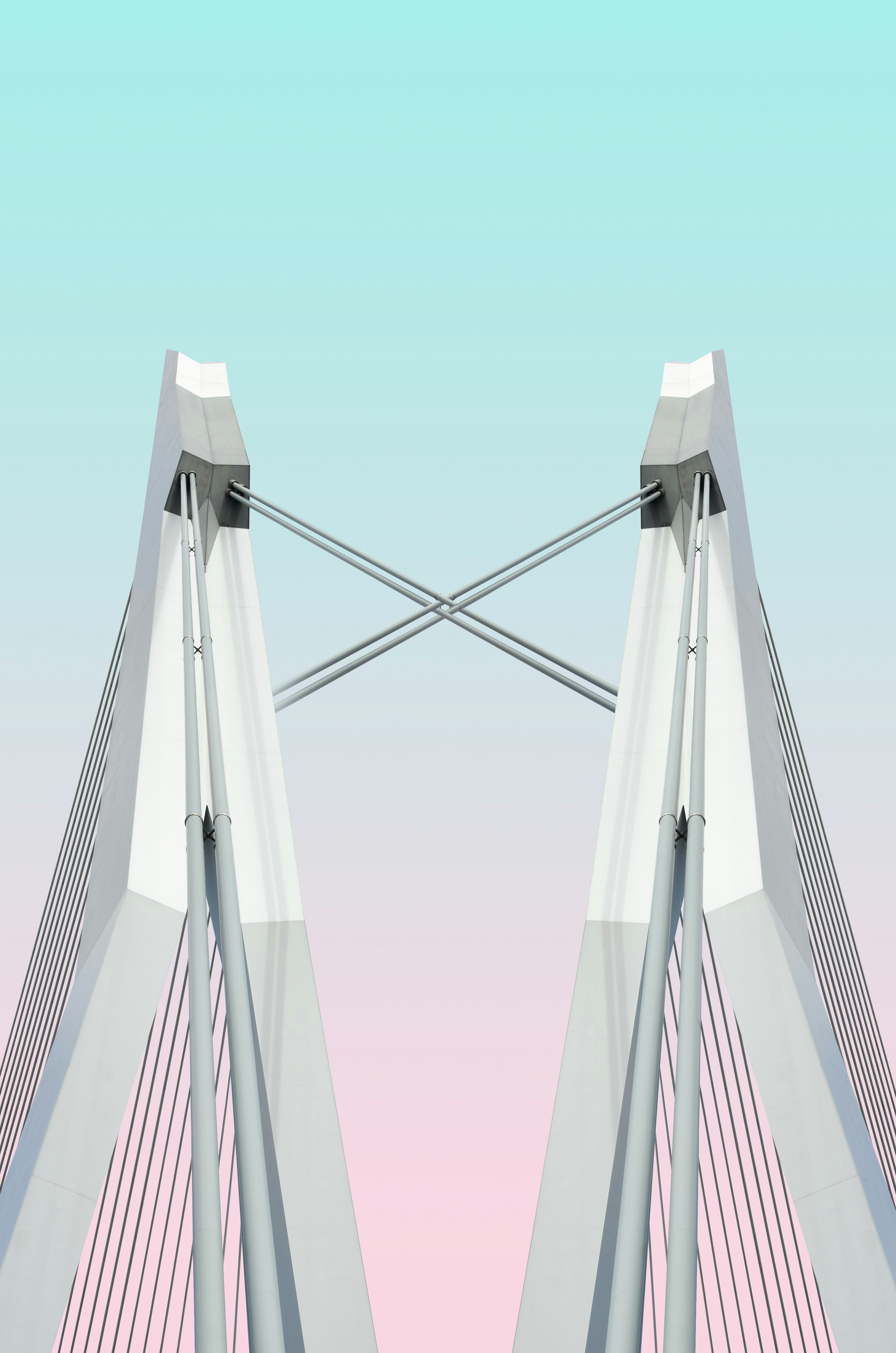 Symmetrical Bridge Pylons Under Gradient Sky