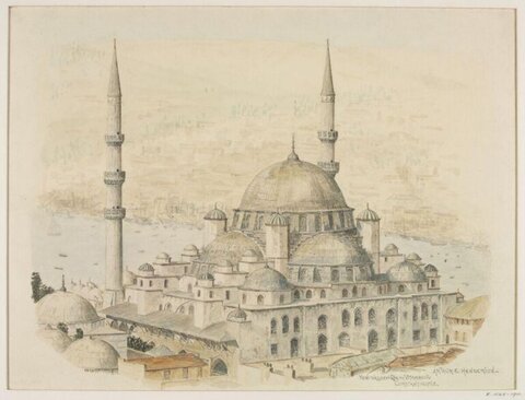 Watercolor of Yeni Valide Mosque Constantinople