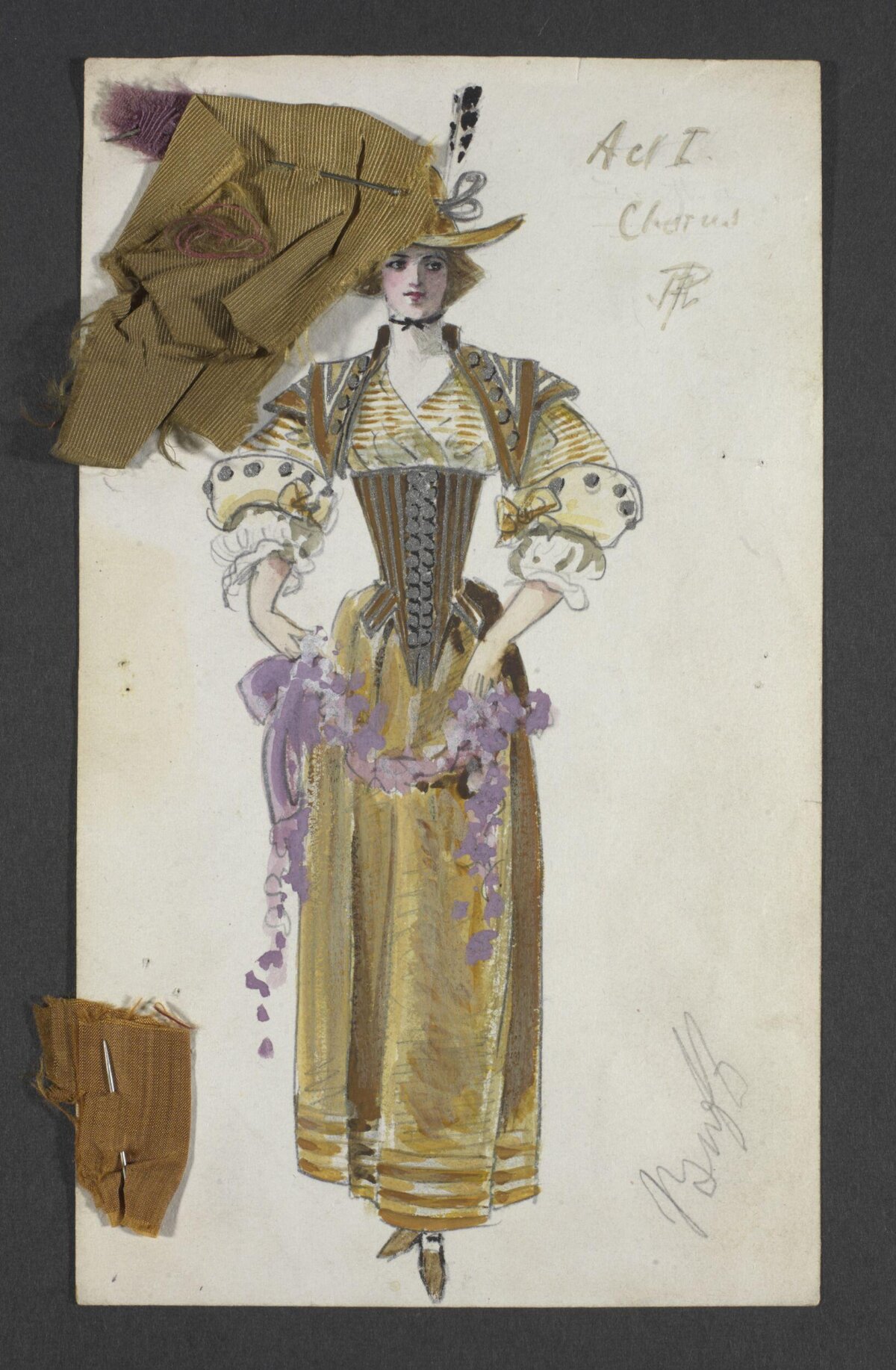 Vintage Theatrical Costume Design Sketch