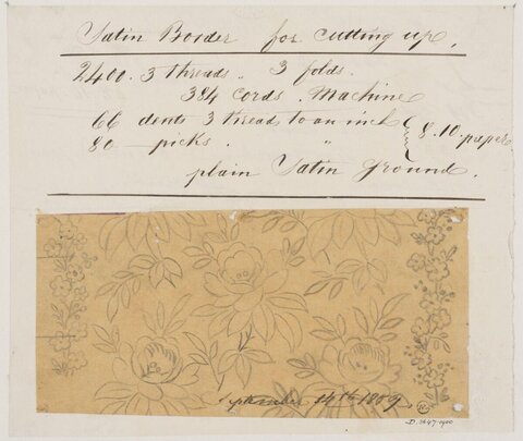1859 Satin Border Textile Design Sketch