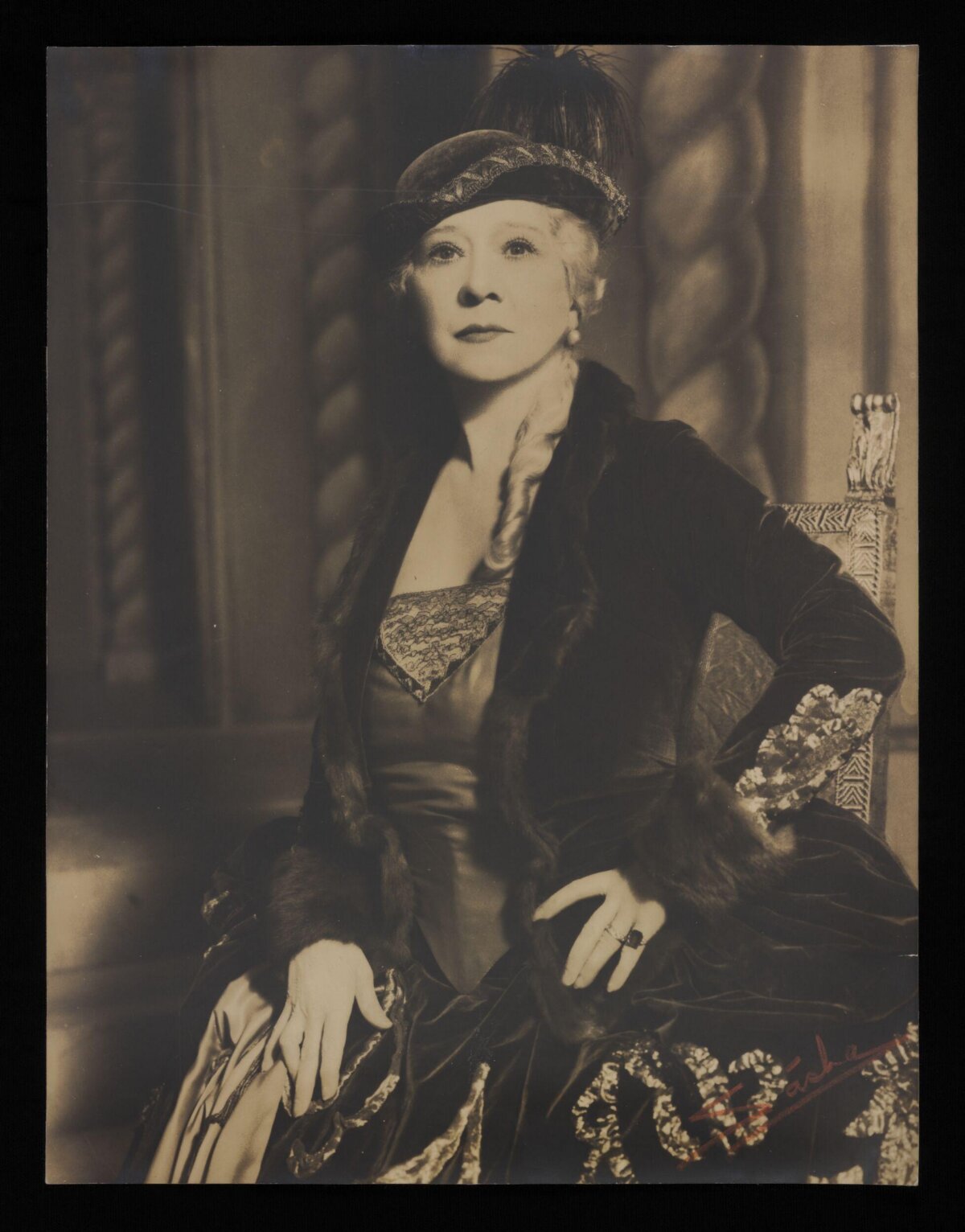 Vintage Signed Portrait of Elegant Woman