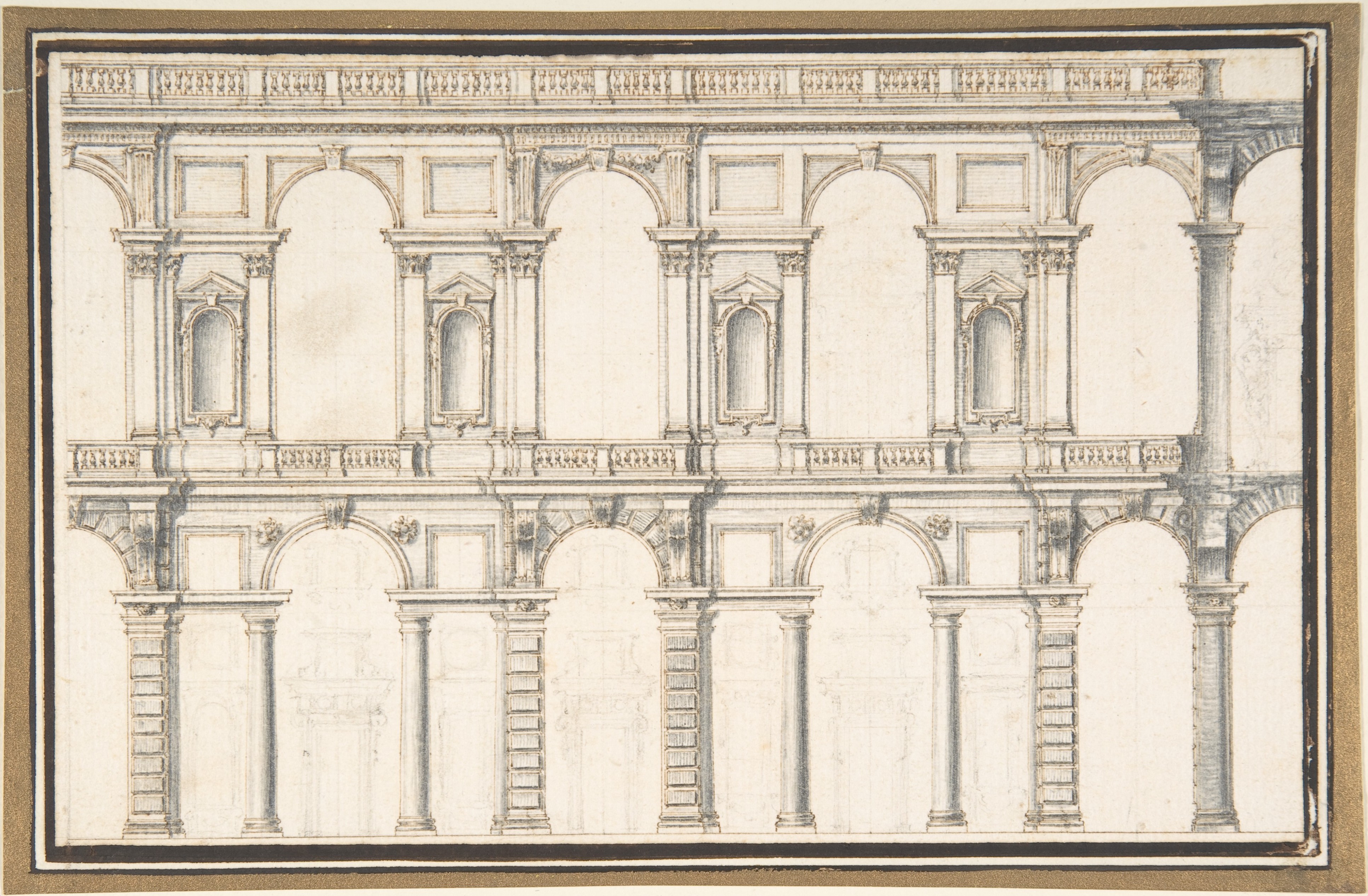 Classical Building Facade Architectural Drawing