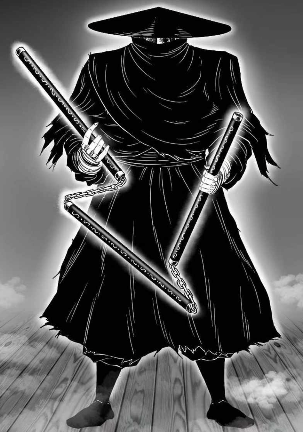 Mysterious Warrior with Three-Section Staff — Backgrounds