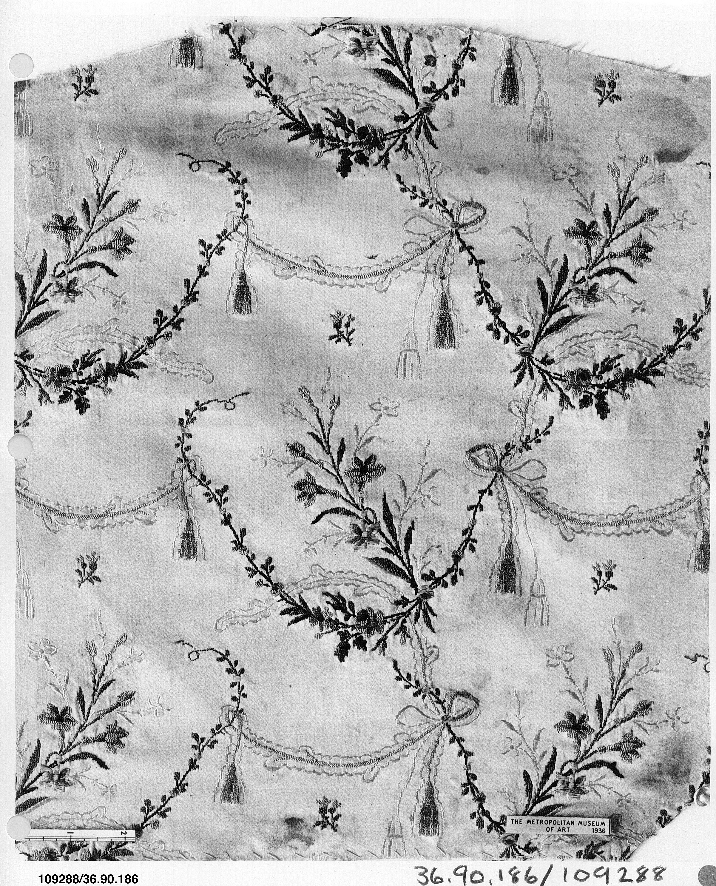Antique Floral Embroidered Textile Fragment