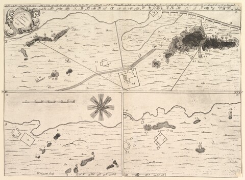 Antique Engraved Archaeological Site Map
