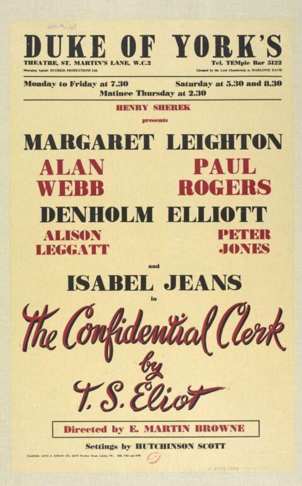 The Confidential Clerk Play Poster