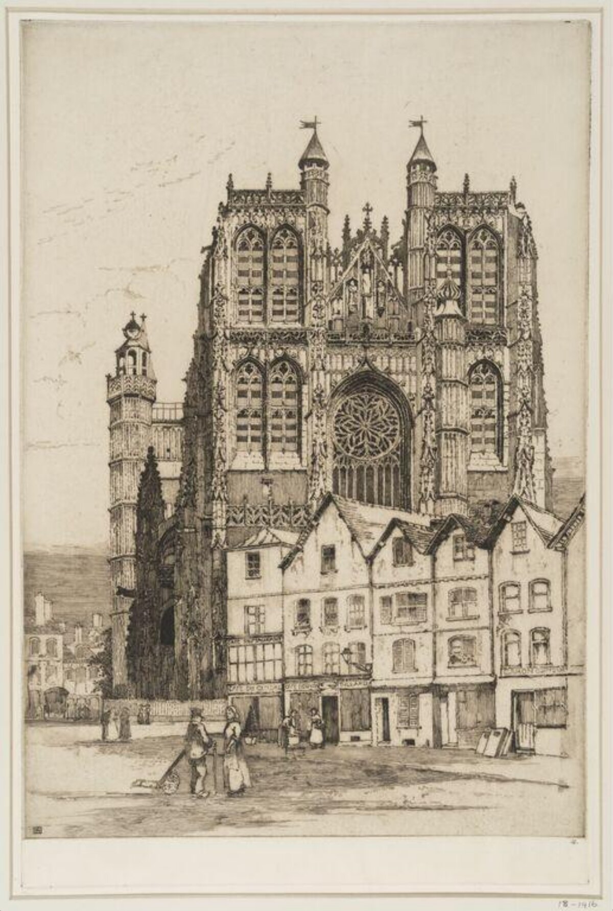 Gothic Cathedral Town Square Etching