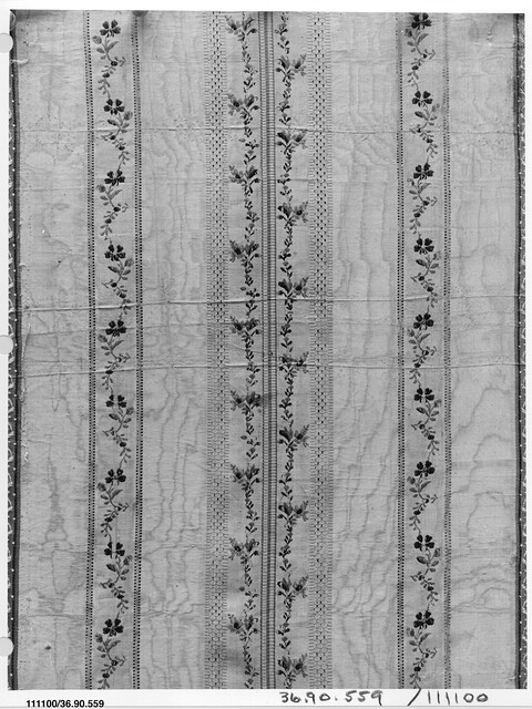 Vintage Striped Floral Embroidered Textile