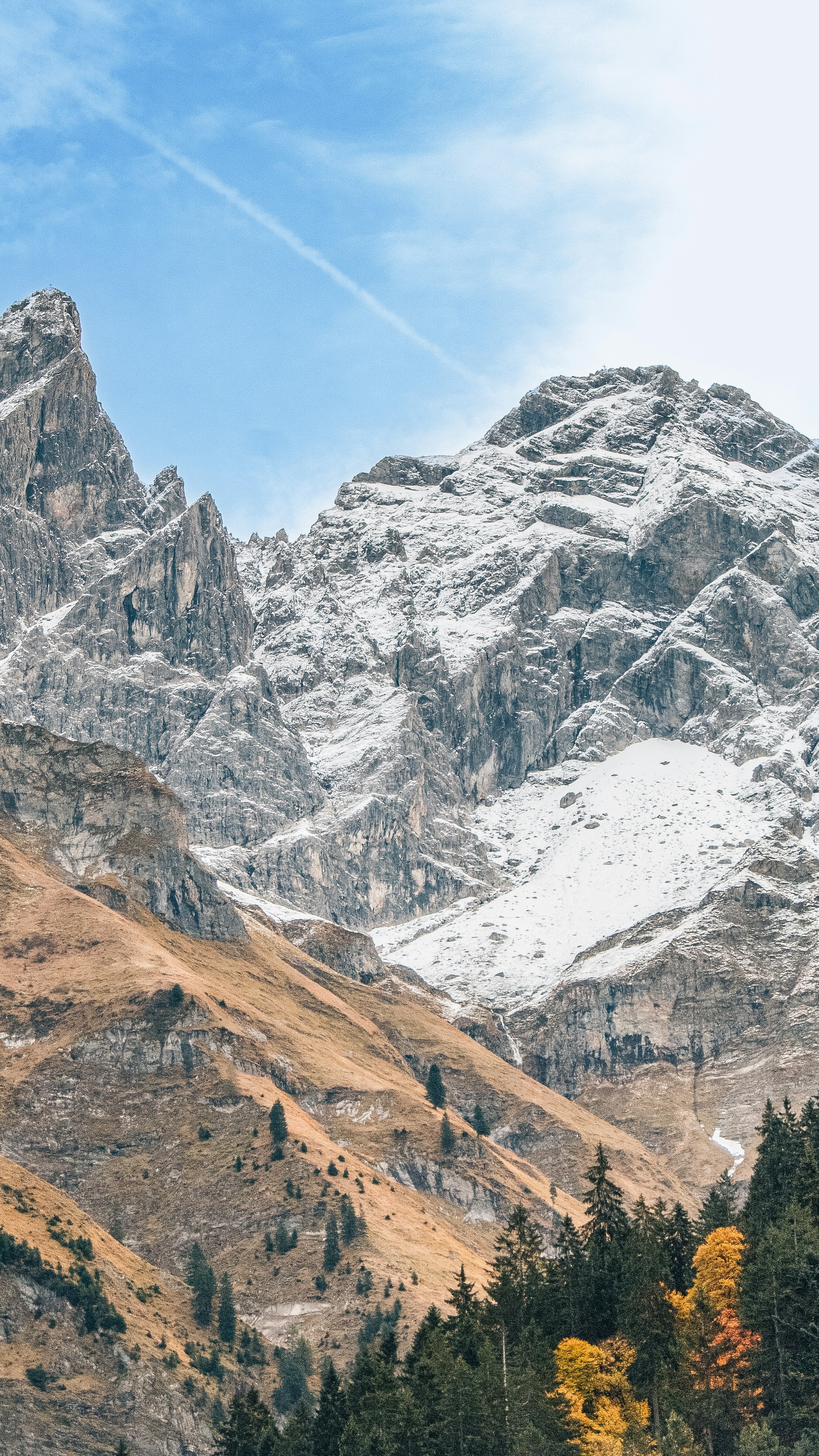 Snow Capped Mountains in Autumn