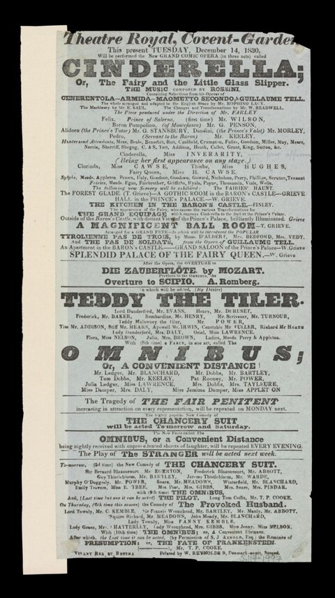 1830 Covent Garden Theatre Playbill