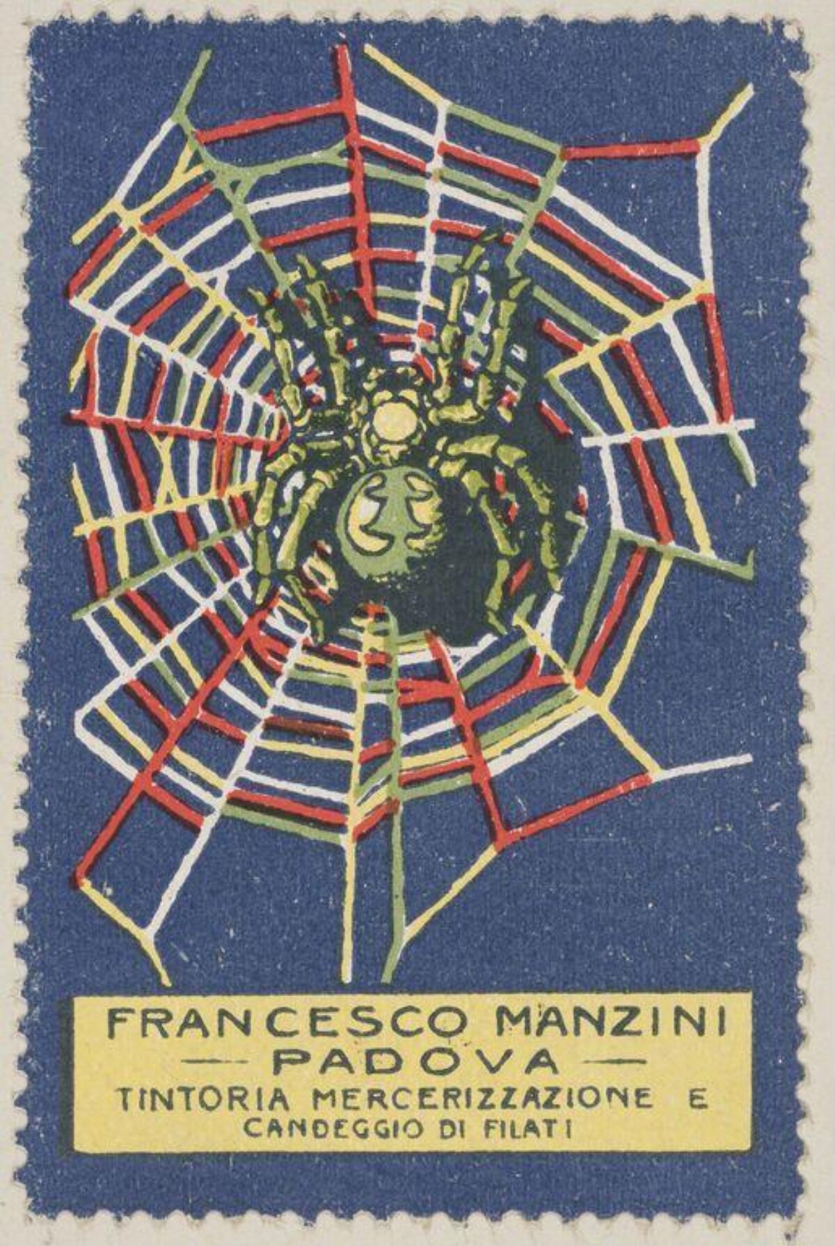 Vintage Spider Web Italian Ad Stamp