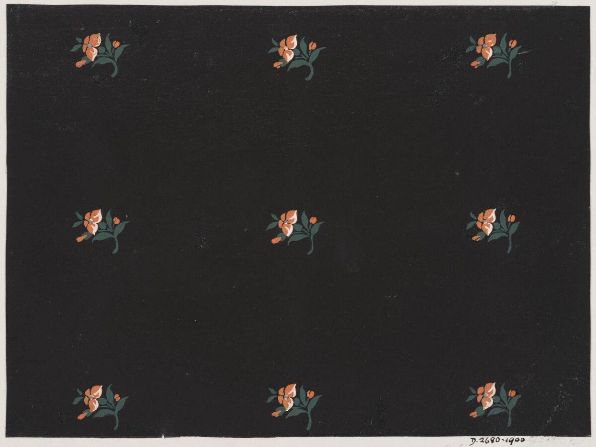 Black Background Small Floral Pattern