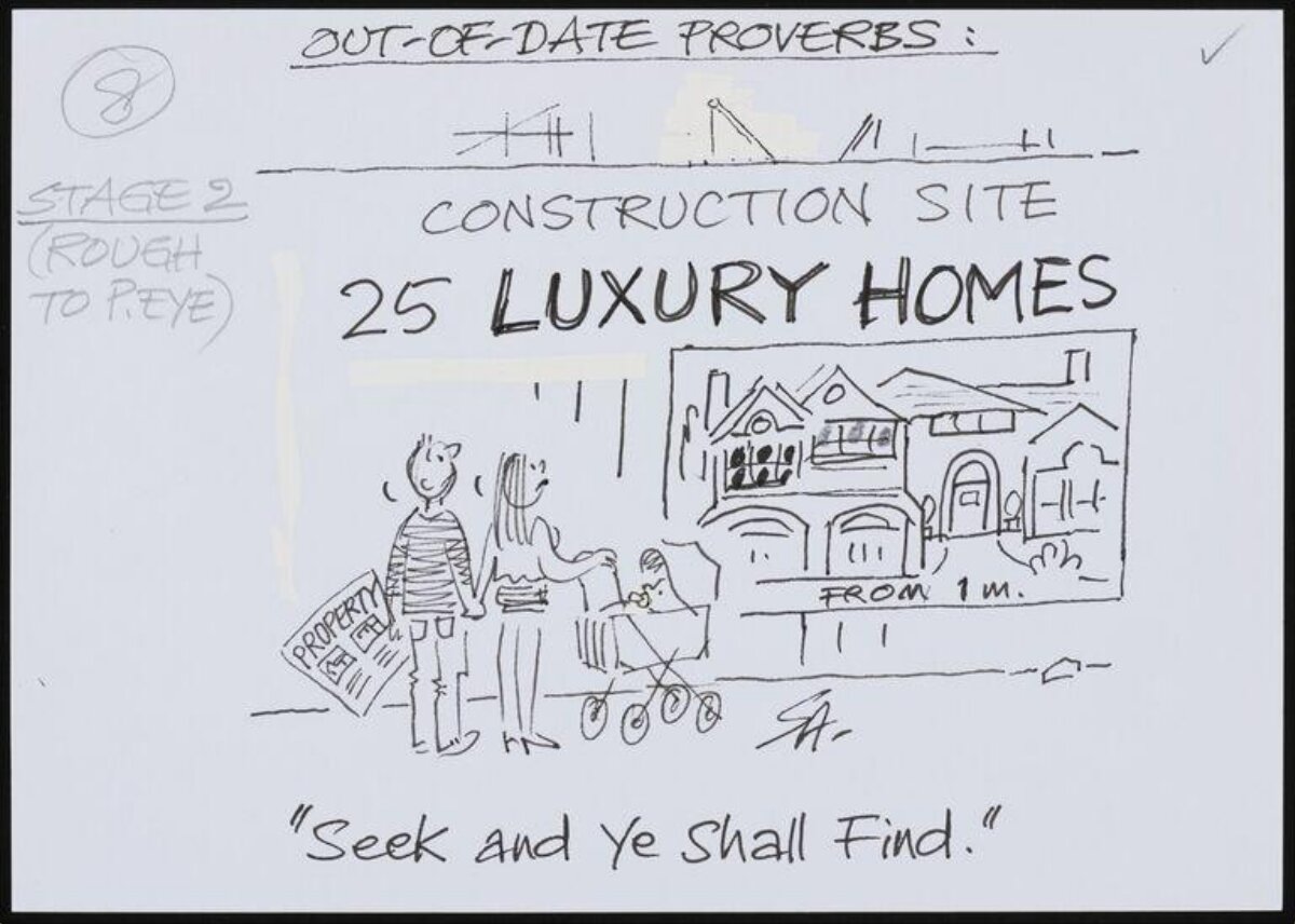 Hand-drawn Outdated Proverb Cartoon