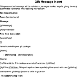 Gift Message Insert