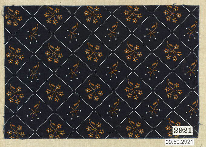 Black Floral Diamond Grid Textile Swatch