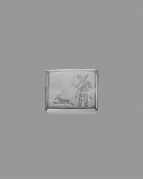 Rectangular Seal With Engraved Hunting Scene
