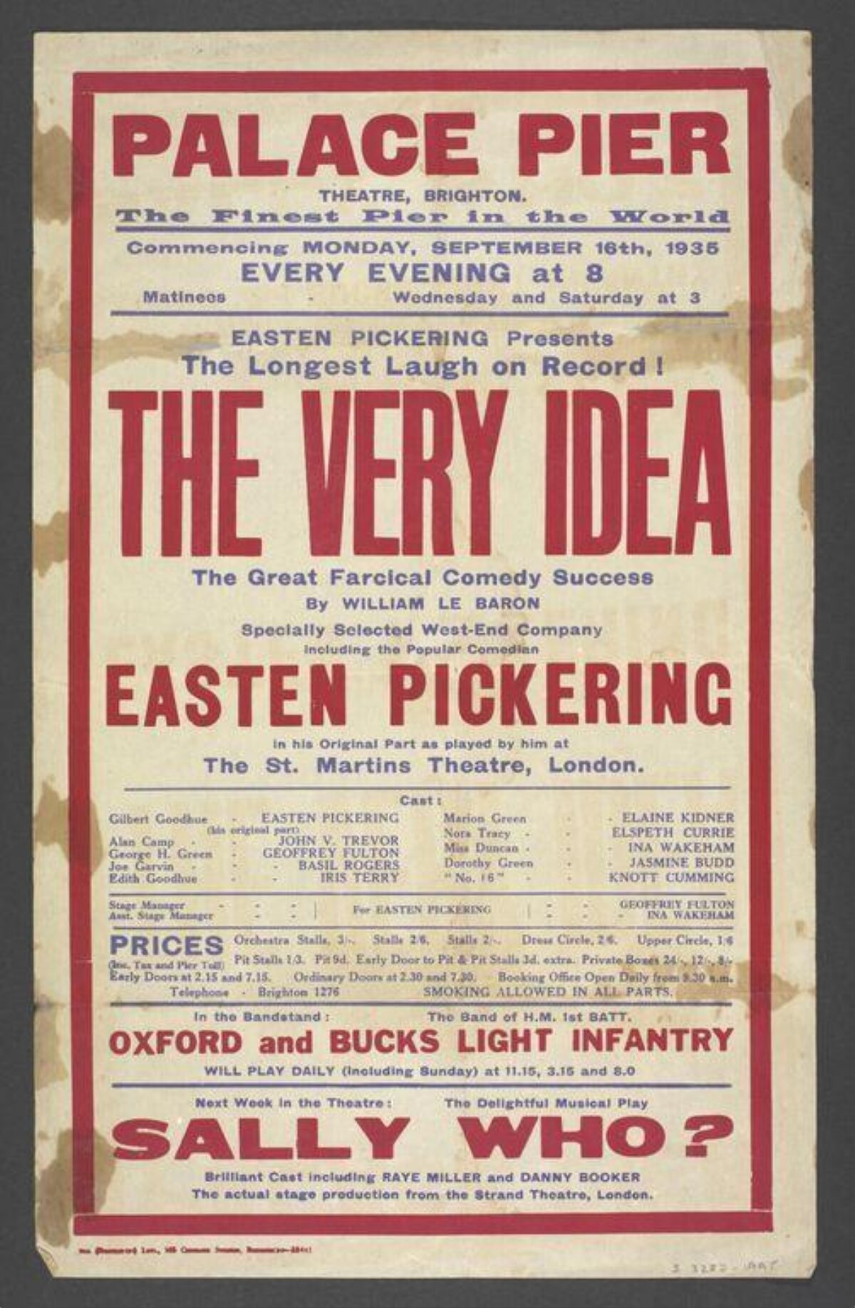 1935 Palace Pier Theatre Play Poster