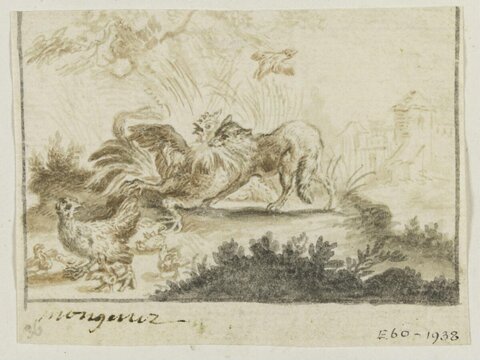 Wolf Attacking Rooster Sketch