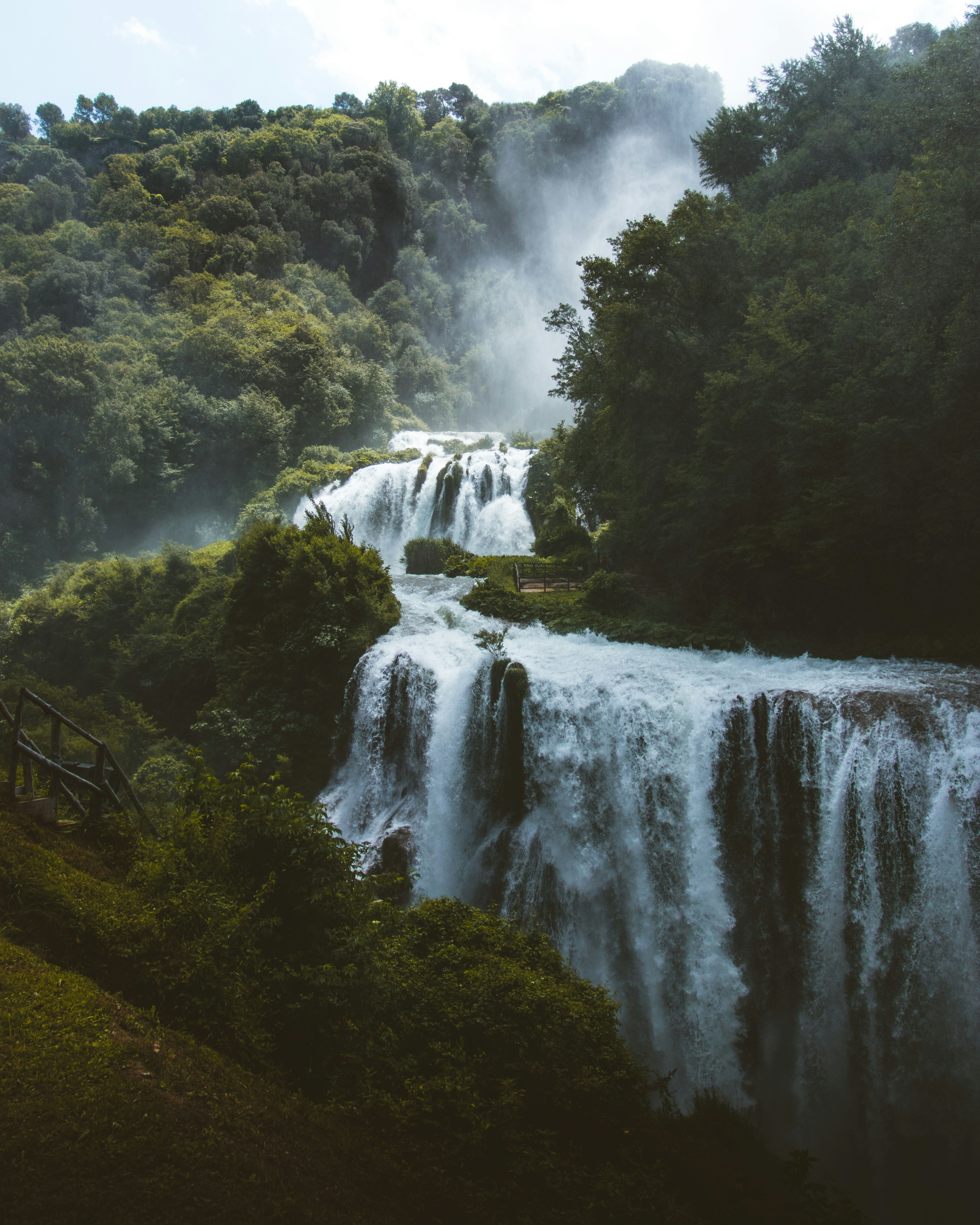 Lush Forest Multi-tier Waterfall