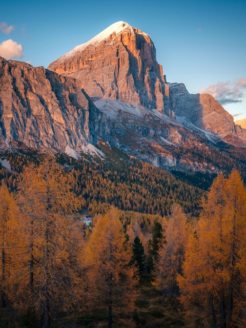 Autumn Snow-capped Mountain Landscape