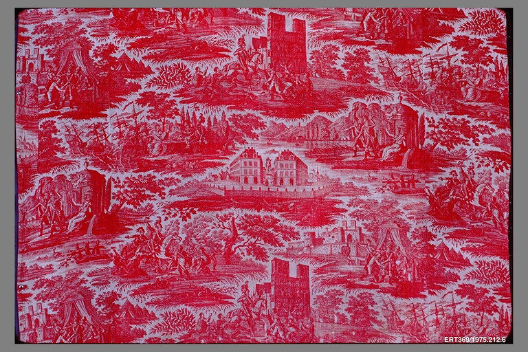 Red Toile Decorative Textile Pattern