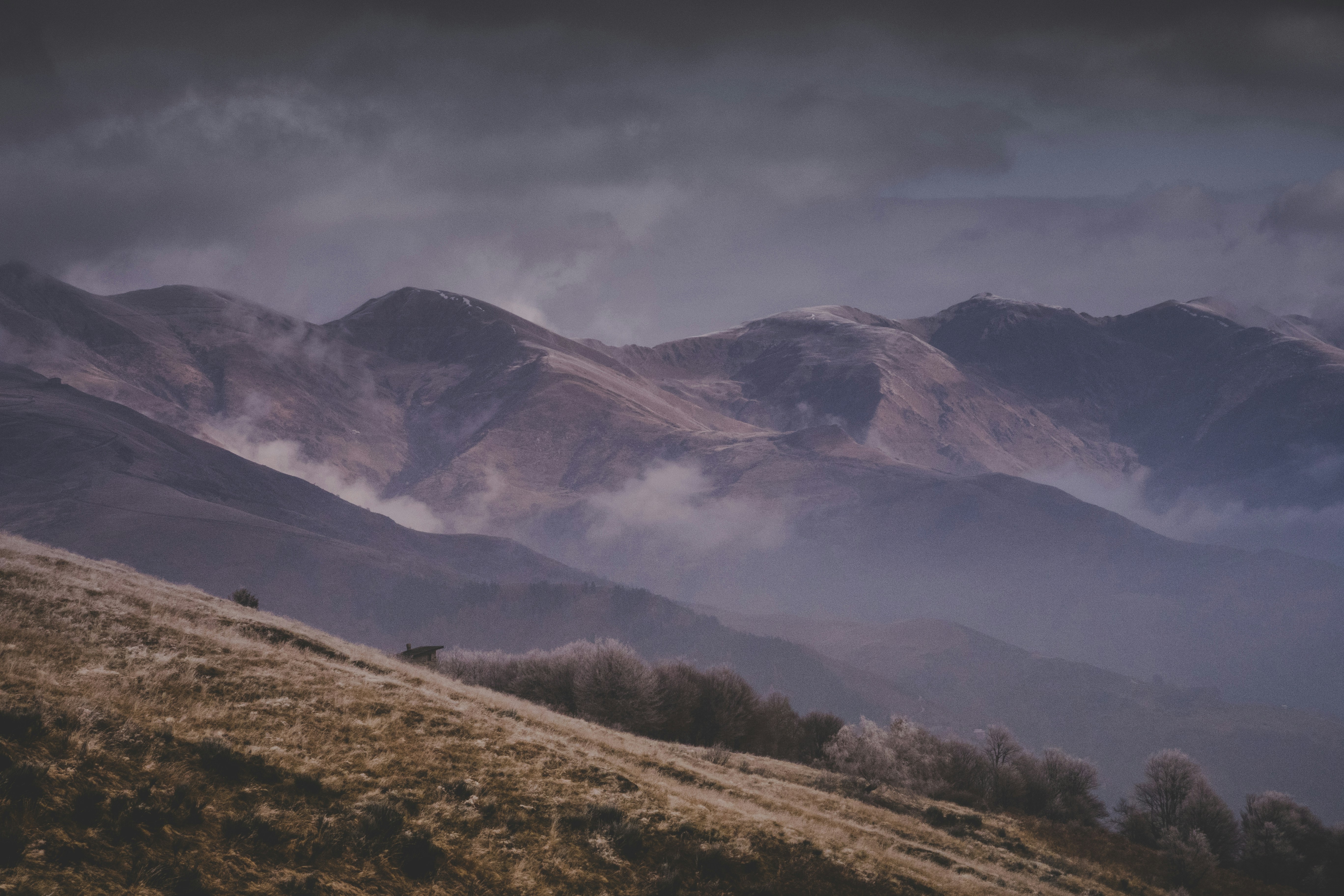 Misty Overcast Mountain Landscape