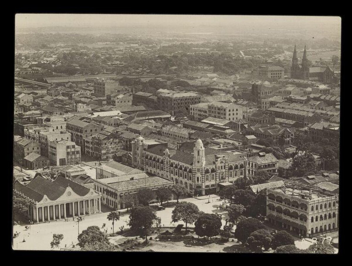 Vintage Aerial View of Colonial City