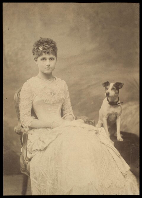 Vintage Portrait of Woman and Dog