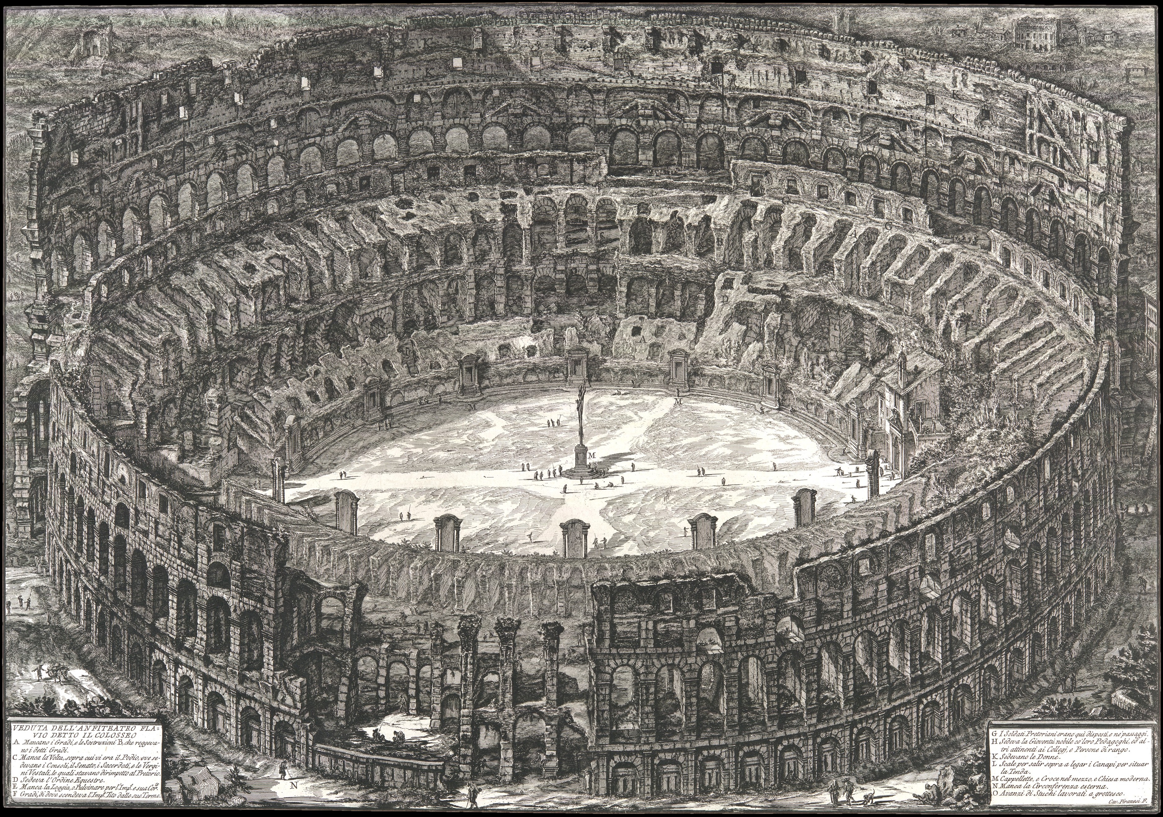 Etching of Colosseum Ruins