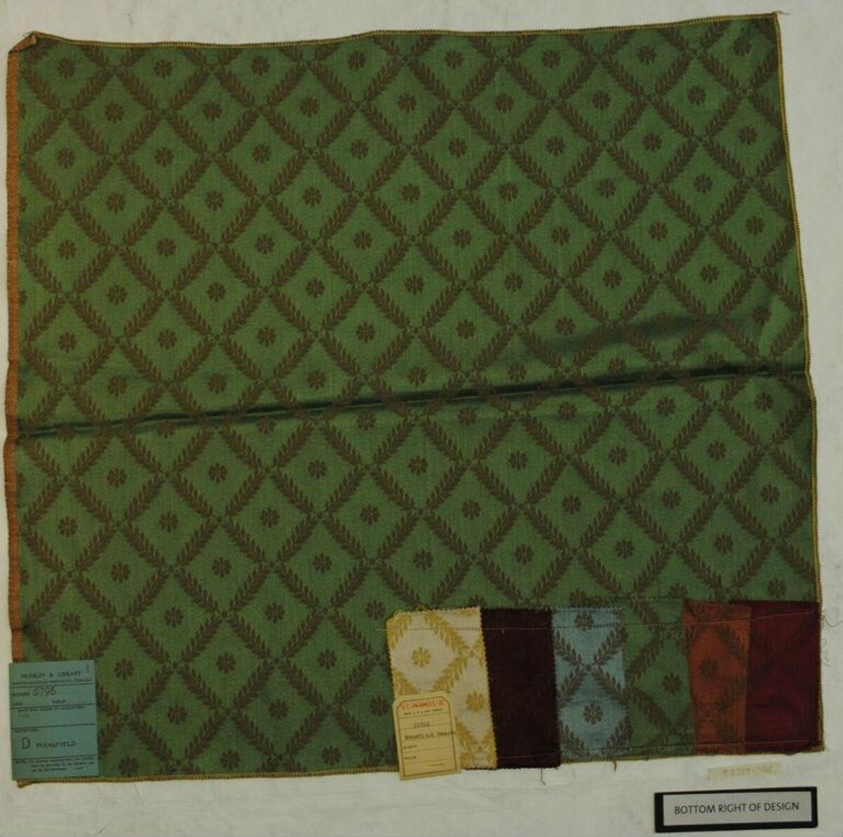 Vintage Green Diamond Pattern Fabric Sample