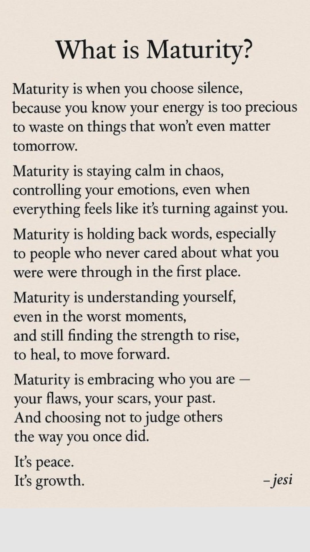 What is Maturity Poem