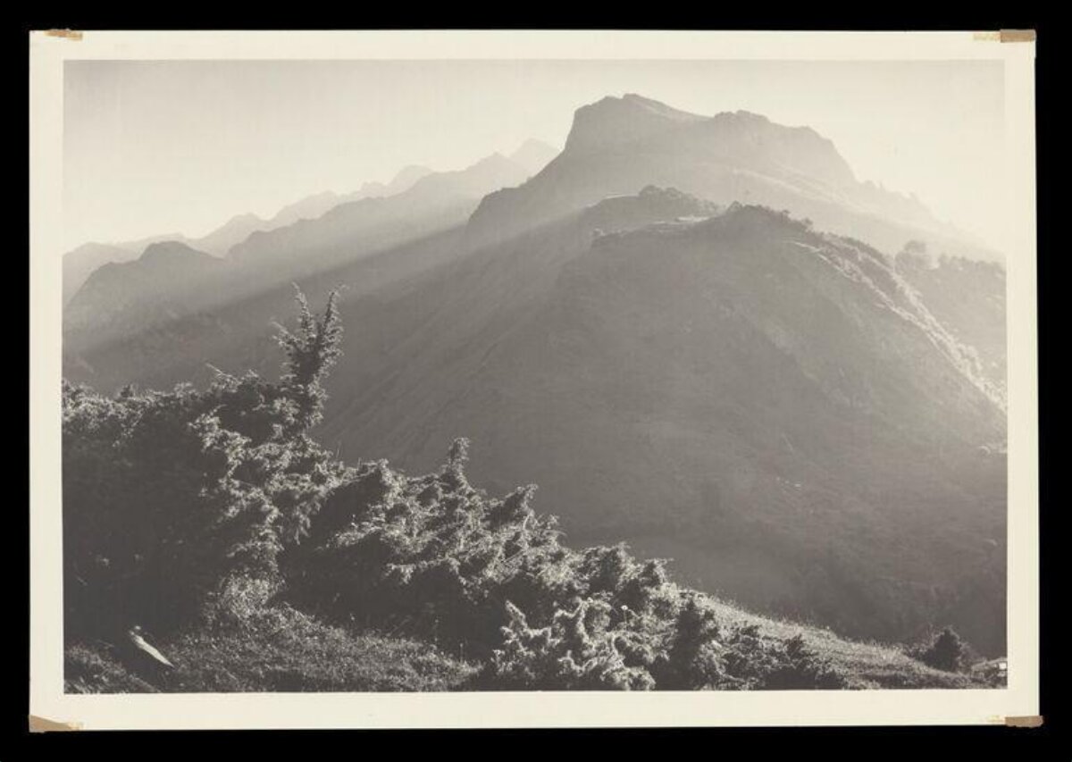 Monochrome Layered Mountain Landscape