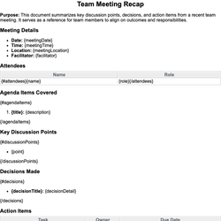 Team Meeting Recap